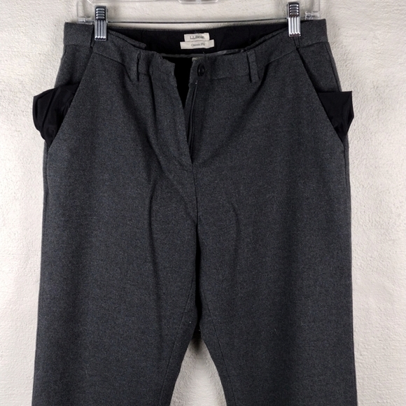 L.L. Bean Classic Fit Vintage Gray Brush Cotton High Rise Straight Leg Trousers - Picture 4 of 13